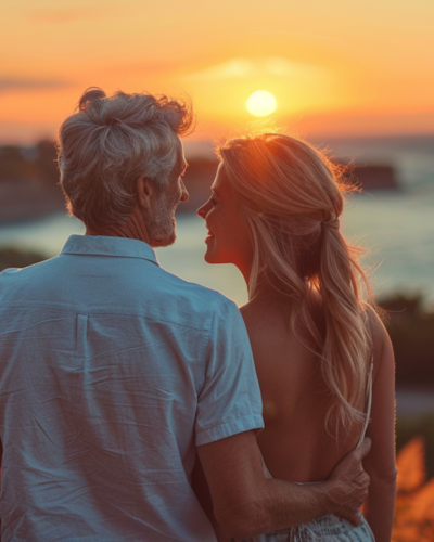 A couple spending time together with the Great Lakes as their background
