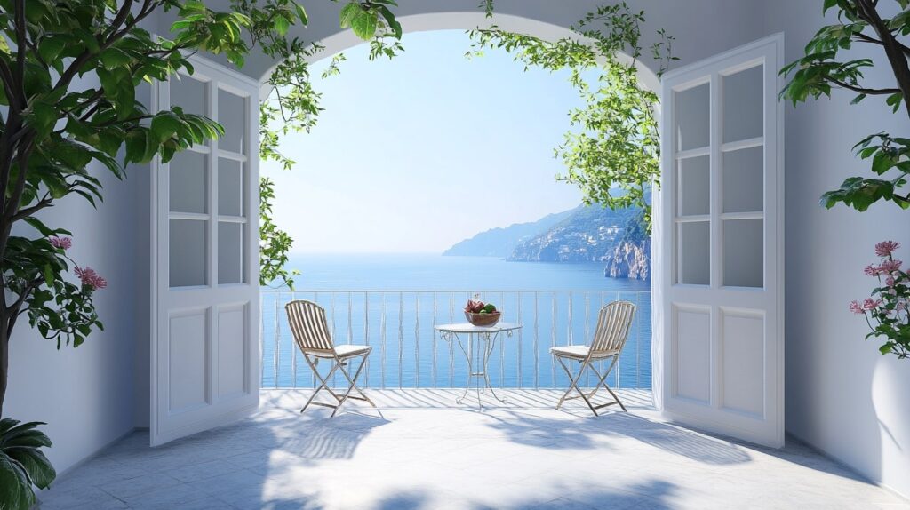 Balcony overlooking the Amalfi Coast from a Positano Italy Vacation Cottage